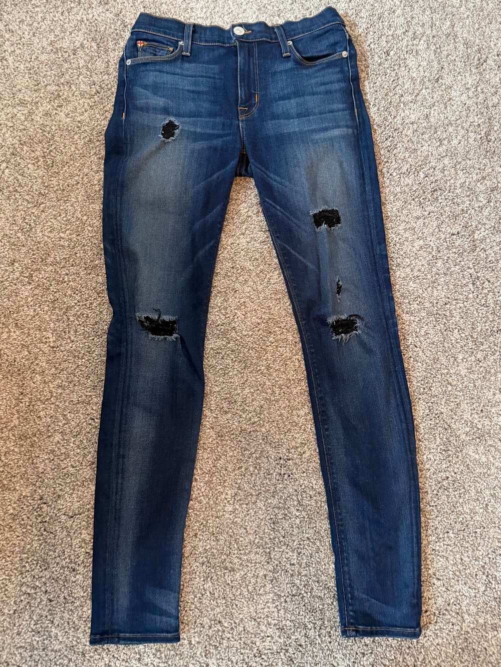 Hudson Nico Midrise Super Skinny Distressed Jeans Size 28
